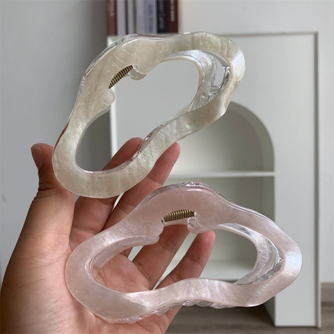 Pinza para el Cabello de Acrílico Grande Forma de Nube Patrón de Mármol Irregular Clip Estilo Dulce y Fresco Accesorios Mujer