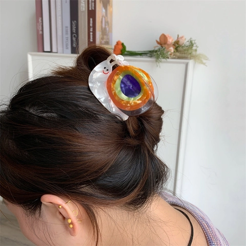 Pinza per Capelli Creativa a Forma di Lumaca in Acetato Design Animale Carino Clip Antiscivolo Colorata per Acconciatura Donna Ragazza