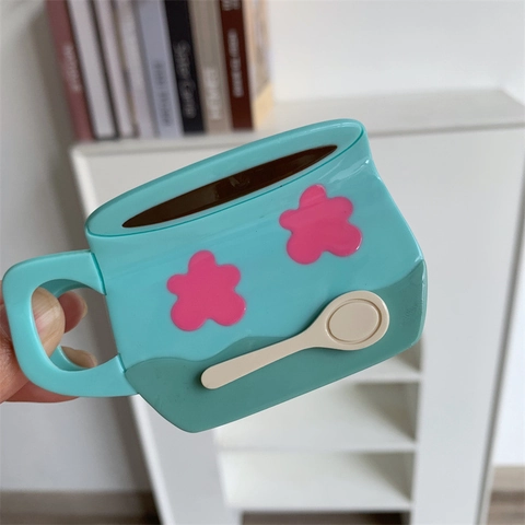 Pinza per Capelli in Acetato Vintage a Forma di Tazza da Caffè per Donna Verde Germano Reale Floreale Decorativa