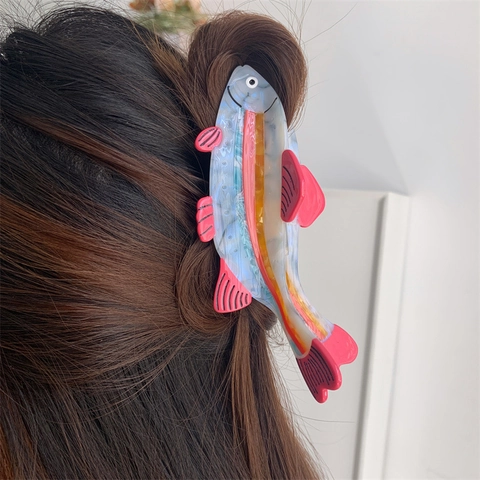 Acetaat Vis Haarklem Voor Dames Zoet Schattig Zeeleven Diervorm Haaienclip Creatieve Haaraccessoires