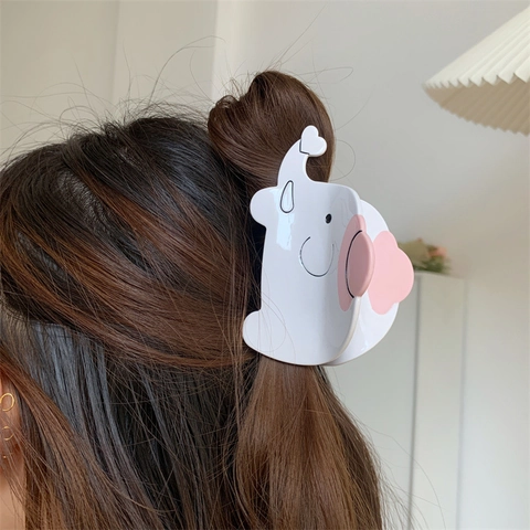 Carina Pinza per Capelli a Forma di Elefante in Acetato Fermaglio per Capelli Animale Fortunato Shark Clip per Donna Ragazza