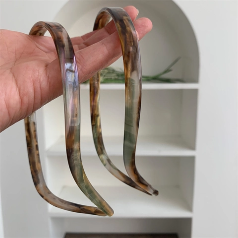 Vintage Acetat Dünner Haarreif Schildpatt-Muster Braungrün Haarband Für Damen Mode Haarschmuck