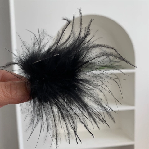 Eleganter Schwarzer Feder Haarklammer Handgefertigt Metall Greifer Retro Minimalistischer Haarschmuck Für Damen Party