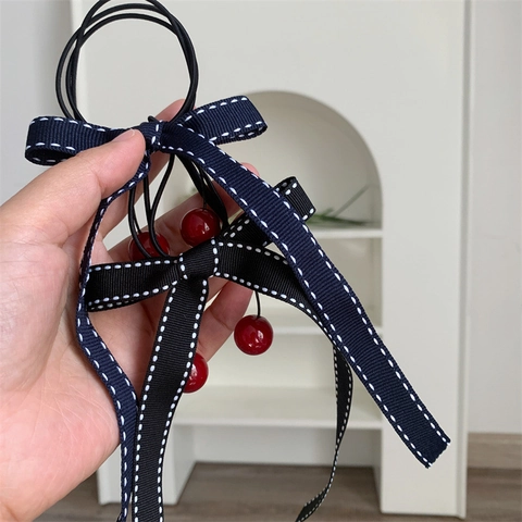 Dolci Elastici per Capelli con Nastro a Fiocco di Ciliegia per Donna Ragazza Fascia per Capelli Elastica in Tessuto Accessori