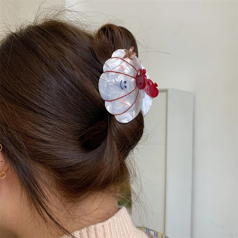 Acetate Hair Claw Clip For Women Sweet Seashell Pumpkin Shape Shark Clip With Smiley Face And Starfish Design Hair Accessories