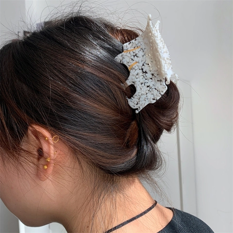 Pinza para el Pelo de Acetato con Cabeza de Leopardo Creativa Forma de Animal Pinza de Cangrejo Vintage Estampado Leopardo