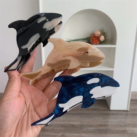 Pinzas para el Cabello de Acetato de Delfín y Orca para Mujer Pinzas Grandes en Forma de Animales Marinos Accesorios