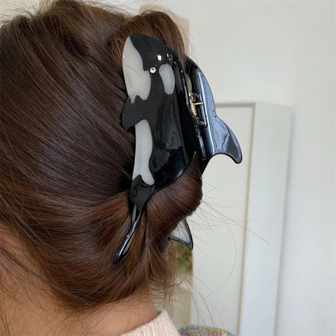 Pinzas para el Cabello de Acetato de Delfín y Orca para Mujer Pinzas Grandes en Forma de Animales Marinos Accesorios