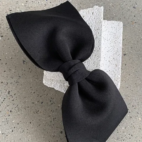 Große Schwarze Schleife Haarklammer Für Damen Französischer Stil Eleganter Satinstoff Übergröße Federclip Haarschmuck Haarnadel