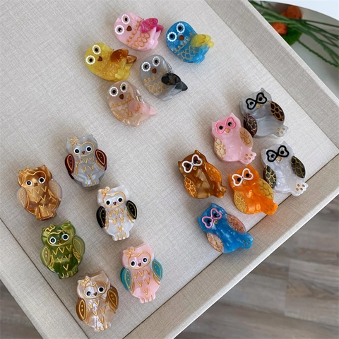 Süße Eule Mini Haarklammer Acetat Handgefertigte Süßes Cartoon Muster Vogel Form Haarnadel Für Damen Haar Styling Zubehör