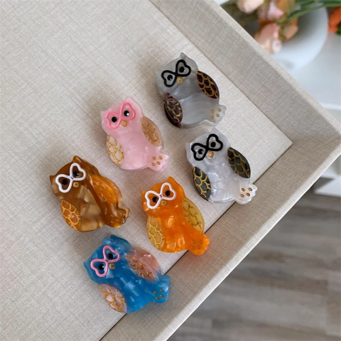 Süße Eule Mini Haarklammer Acetat Handgefertigte Süßes Cartoon Muster Vogel Form Haarnadel Für Damen Haar Styling Zubehör