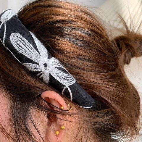 Eleganter Chinesischer Stil Bestickt Stoff Breit Haarband Verdickt Schwamm Kopfband Für Damen Täglich Gesichtswäsche Haarschmuck