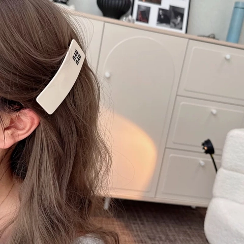 Simple Acetate Spring Hair Clip For Women Letter Print Geometric Square Oval Side Bangs Clip Korean Style Hair Accessory