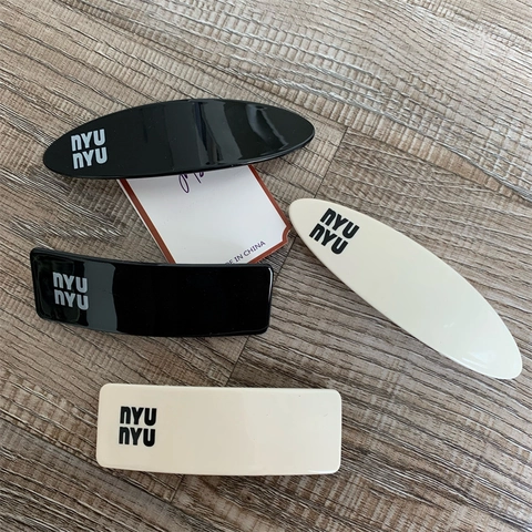 Simple Acetate Spring Hair Clip For Women Letter Print Geometric Square Oval Side Bangs Clip Korean Style Hair Accessory