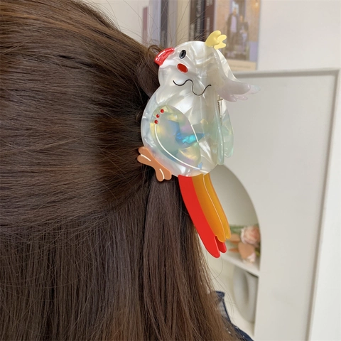Kreative Acetat Vogel Haarkralle Süße Papageienform Shark Clip Große Tier Haarschmuck Für Damen Tägliche Styling Tools