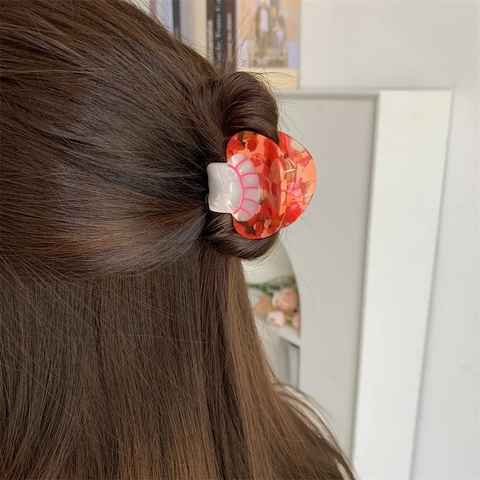 Pinza de Cangrejo de Acetato con Forma de Seta Dulce Pequeño Patrón de Mármol Mosaico Pinzas para el Cabello para Mujer Niñas Accesorios