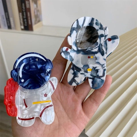 Creative Astronaut Shaped Acetate Hair Claw Clip Unique Space Theme Marble Print Hair Clamp Accessories For Women Girls