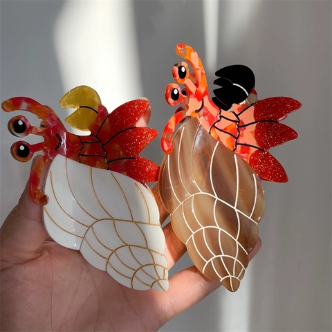 Creativo Fermaglio per Capelli a Forma di Paguro in Acetato Grande Molla per Capelli Design Animale Fatto a Mano Donna Gioielli