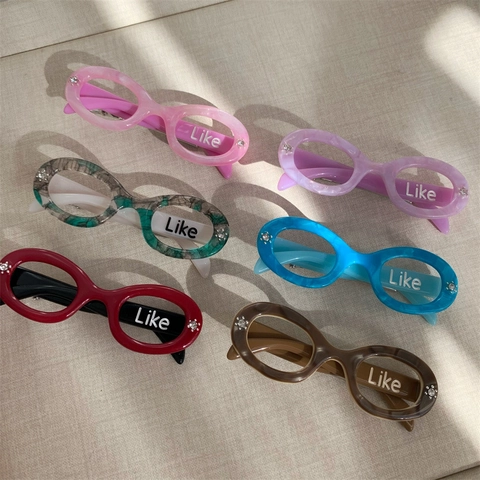 Fermaglio Per Capelli In Acetato A Forma Di Occhiali Creativi Design Con Strass E Lettera Like Accessorio Capelli Donna