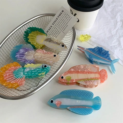 Acetaat Zeewezen Haarklem Betta Vis Zwaardvis Draak Vis Vorm Creatieve Haaraccessoires Voor Vrouwen Dagelijks Gebruik