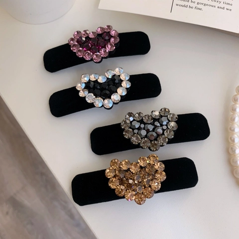 Eleganter Herz Strass Samt Haarklammer Für Damen Luxus Full Diamond BB Clip Seite Haarschmuck Party Schmuck