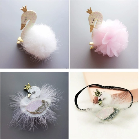 Handgefertigter Schwan Feder Haarklammer Krone Stirnband Für Kinder Baby Mädchen Prinzessin Tier Haarschmuck Für Party Alltag