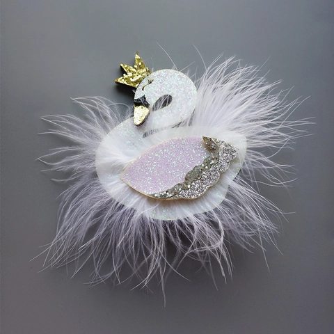Handgefertigter Schwan Feder Haarklammer Krone Stirnband Für Kinder Baby Mädchen Prinzessin Tier Haarschmuck Für Party Alltag