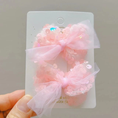 Handgefertigte Stoff Pailletten Schleife Haarklammern Für Kinder Tüll Schmetterling Haarnadeln Süße Mädchen Entenschnabel Clips