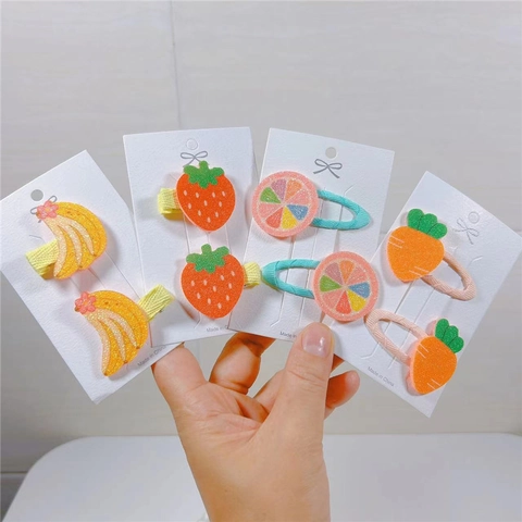 Simpatici Fermagli per Capelli Frutta Verdura per Bambini Glitter Stoffa Avvolti BB Clip per Ragazze Accessori per Capelli Decorativi