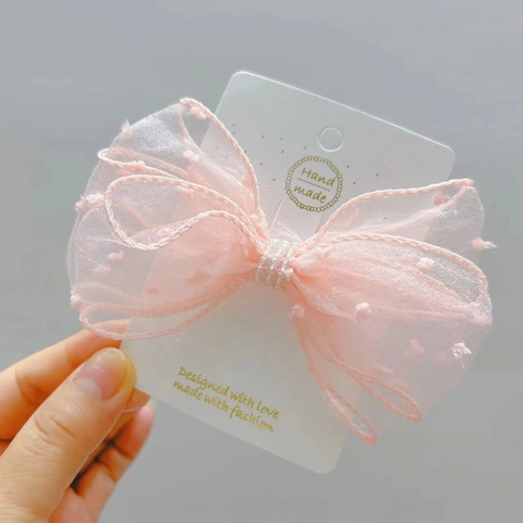 Barrettes à Cheveux Nœud Papillon à Pois pour Enfants Seersucker Maille Fait Main Grand Nœud Pince Latérale Accessoires Cheveux Filles