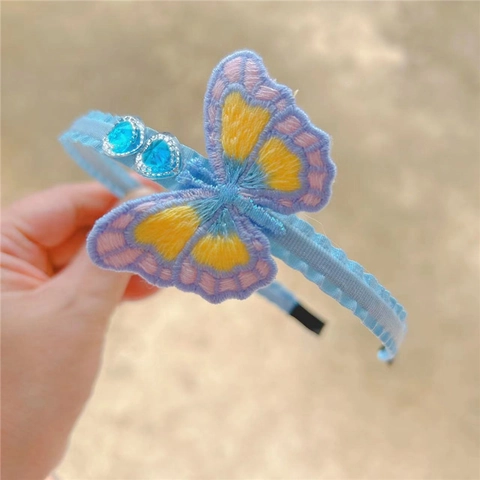 Sweet Butterfly Embroidered Hairband Rhinestone Heart Ethnic Forest Style Flower Headband Girls Kids Hair Accessories