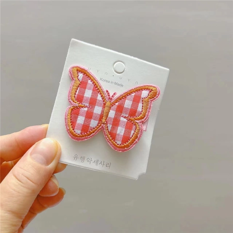Embroidered Butterfly Hair Clip For Girls Cute Fabric Duckbill Clip Korean Style Bangs Side Clip Children Hair Accessories