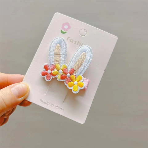 Simpatiche Mollette per Capelli in Tessuto Ricamato con Coniglio Fiore Carota Uovo di Pasqua per Bambini Ragazze Accessori per Capelli