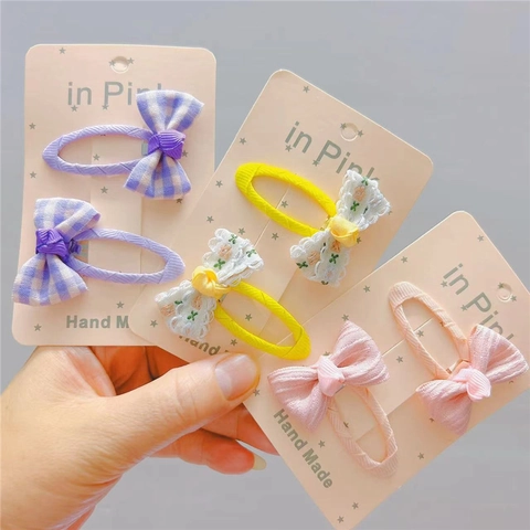Dolci Fermagli per Capelli a Fiocco in Tessuto per Ragazze Fatti a Mano a Quadretti Floreali Fermagli BB Accessori