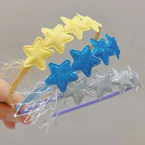 Diadema de Estrellas con Brillo para Niñas con Borlas Color Caramelo Banda para el Cabello de Estrella de Lentejuelas de Princesa para Regalo de Cumpleaños de Fiesta Accesorios para el Cabello