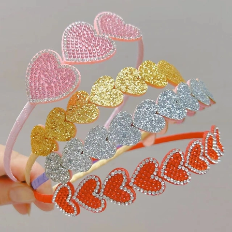 Diadema Dulce para Niños Corazón Estrella Brillante Diamantes de Imitación Lentejuelas Cuero Artificial Princesa Diadema para Niñas Diario Fiesta Accesorios de Cabello