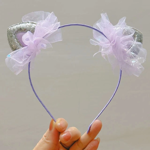 Glitzer Katzenohren Haarreif Mit Netzrüschen Für Kinder Mädchen Party Aufführung Süße Pailletten Haarband Prinzessin Haarschmuck