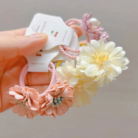 Elastici per Capelli in Tessuto Fatti a Mano per Bambine Dolce Floreale Margherita Camelia Fasce Elastiche Accessori
