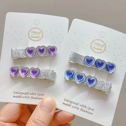 Vintage Herz Strass Haarspangen Für Damen Mädchen Handgefertigte Glitzer Herzförmige Entenschnabel Seitenclips Elegante Haarschmuck