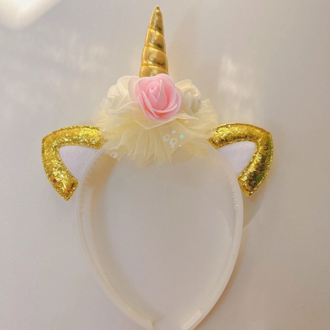 Einhorn Haarreif Mit Pailletten Katzenohren Und Stoffblumen Prinzessin Party Haarschmuck Für Kinder Auftritt Requisite