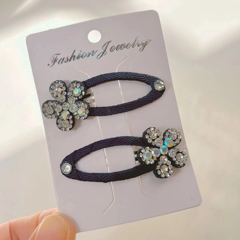 Handmade Fabric Wrapped Snap Hair Clips Rhinestone Heart Star Flower Butterfly Swan Set For Girls Kids Hair Accessories