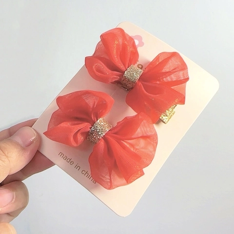 Mädchen Mesh Schleife Haarklammern Glitzer Haarnadeln Prinzessin Süß Kopfschmuck Kinder Alltag Party Haarschmuck