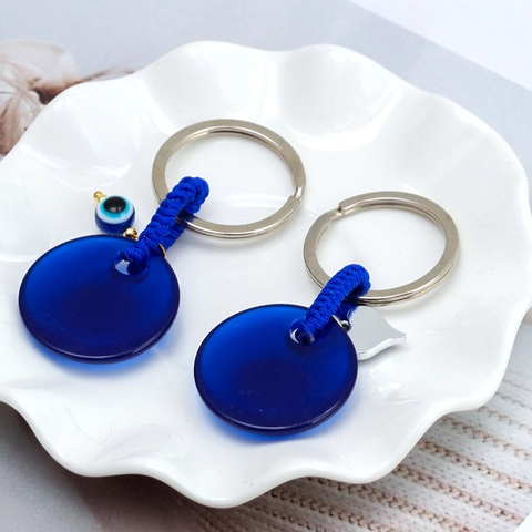 Nazar Böser Blick Schlüsselanhänger Ethnische Glücksbringer Hamsa Hand Hufeisen Anhänger Blau Glas Harz Perle Geflochtene Schnur Schlüsselring Zubehör