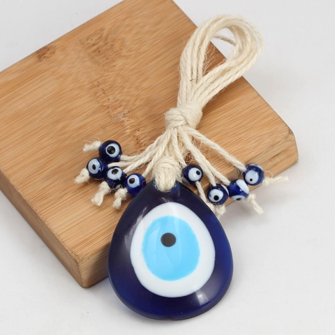 Ornamento Sospeso Turco Malocchio Fatto a Mano Ciondolo in Vetro Nazar Amuleto in Vetro Blu Corda di Canapa Sospensione Parete per Casa Auto Arredo Regalo