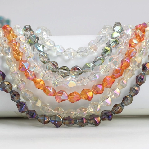 Irregular Electroplated Glass Beads Iridescent Faceted Loose Beads For DIY Jewelry Making Handmade Jewelry Accessories