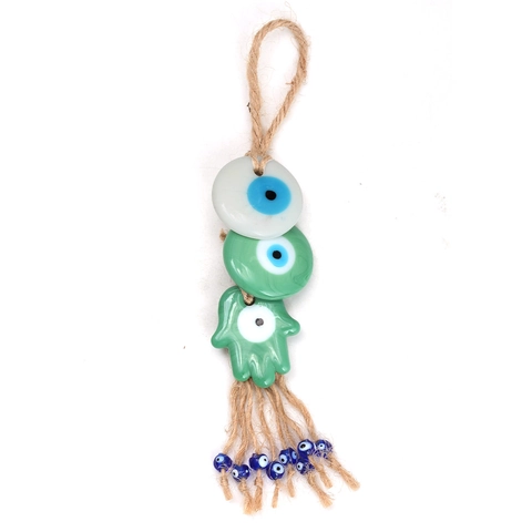 Decorazione Appesa Turca Malocchio Mano di Fatima Vetro a Lume Nazar Amulet Corda di Canapa Intrecciata a Mano Parete Auto Ornamento Protezione Regalo