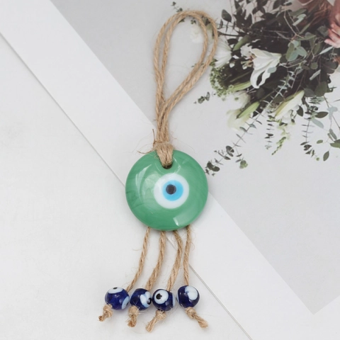Decorazione Appesa Turca Malocchio Mano di Fatima Vetro a Lume Nazar Amulet Corda di Canapa Intrecciata a Mano Parete Auto Ornamento Protezione Regalo