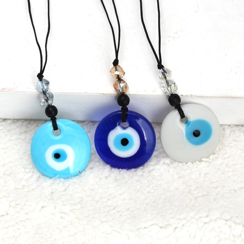 Halsketting Met Boze Oog Glazen Hanger En Zwart Gevlochten Touw Verstelbare Nazar Amulet Bescherming Sieraden Voor Dames Heren