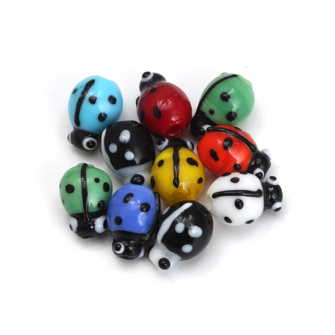 Mixed Handmade Lampwork Glass Beads Mushroom Ladybug Chili Pepper Pendants For DIY Jewelry Making Necklaces Bracelets Accessories