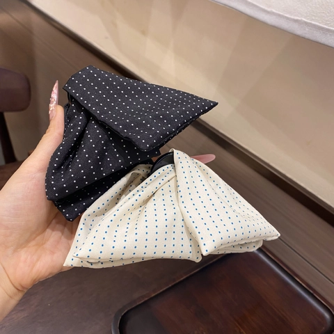 Grande Pinza per Capelli in Tessuto a Fiocco con Pois per Donna Pinza a Squalo in Tessuto di Lusso Accessori per Capelli